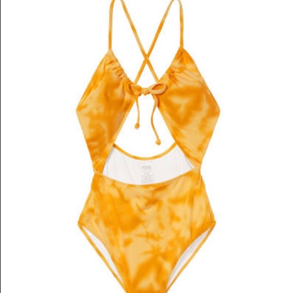 VS PINK YELLOW Tie Dye One piece Bathing Suit